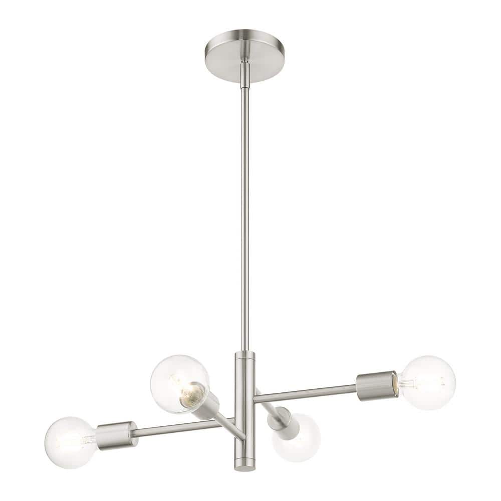 Bannister Contemporary 4-Light Asymmetrical Chandelier in Brushed Nickel
