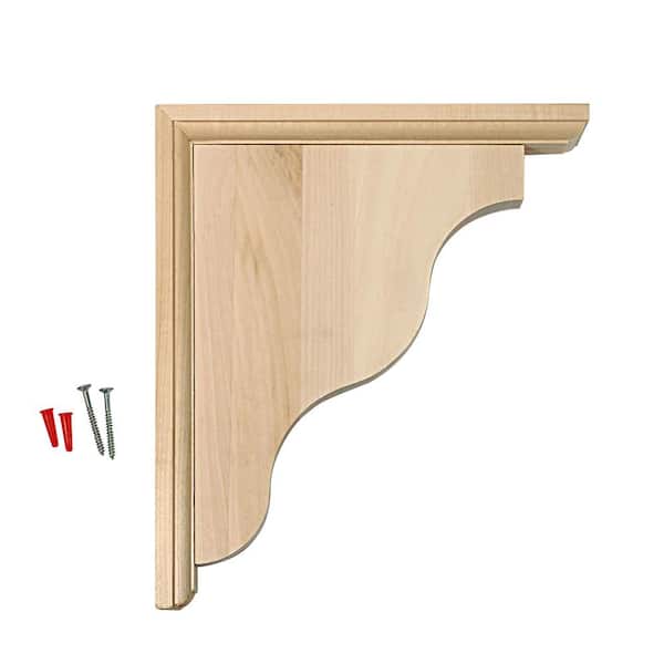 Waddell Two-Way Bracket - 11 in. x 9 in. x 1.5 in. - Sanded Unfinished Hardwood - Includes Keyhole Plate and Mounting Hardware
