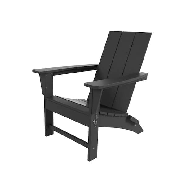 Shoreside Outdoor Patio Fade Proof Modern Folding Plastic Adirondack Chair in Gray