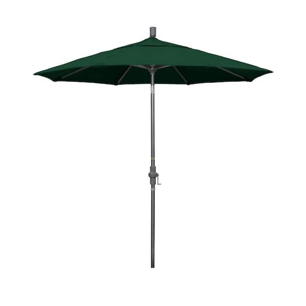 California Umbrella 7.5 ft. Hammertone Grey Aluminum Market Patio Umbrella Collar Tilt Crank Lift in Woven Granite Olefin
