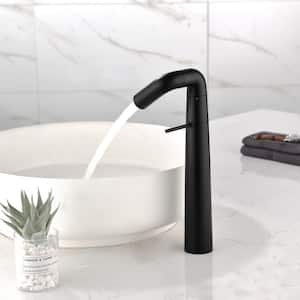 Single Hole Single Handle Vessel Sink Faucet with Swivel Spout in Matte Black