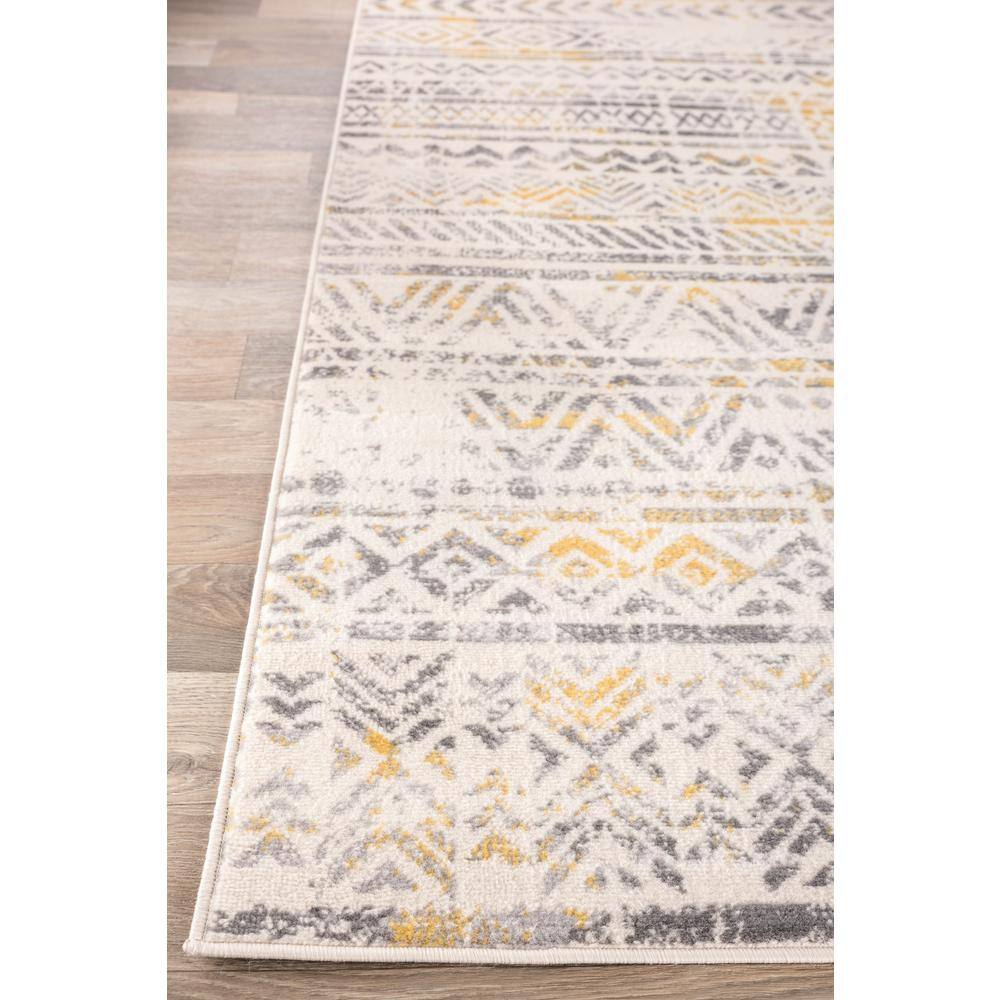 Cheerful Yellow Geometric 5' x 7' Easy-Care Synthetic Area Rug
