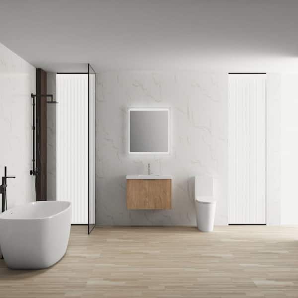 Xspracer Victoria 36 in. W x 18 in. D x 19 in. H Floating Single Sink Bath Vanity in Wood with White Acrylic Top and Cabinet