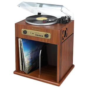 Stereo Turntable with Bluetooth Receiver and Record Storage Compartment