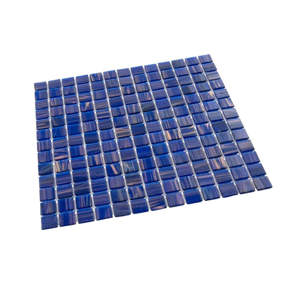 Celestial Royal Blue and Gold Glass Mosaic Wall and Floor Tile