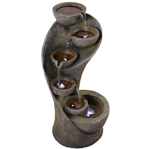 23.5 in. Tall Gray Cascade Fountain with LED Light