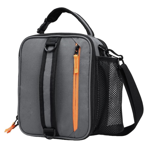 10 qt. Expandable Insulated Lunch Bag Cooler with Shoulder Strap and Water Bottle Holder, Leakproof in Grey/Orange