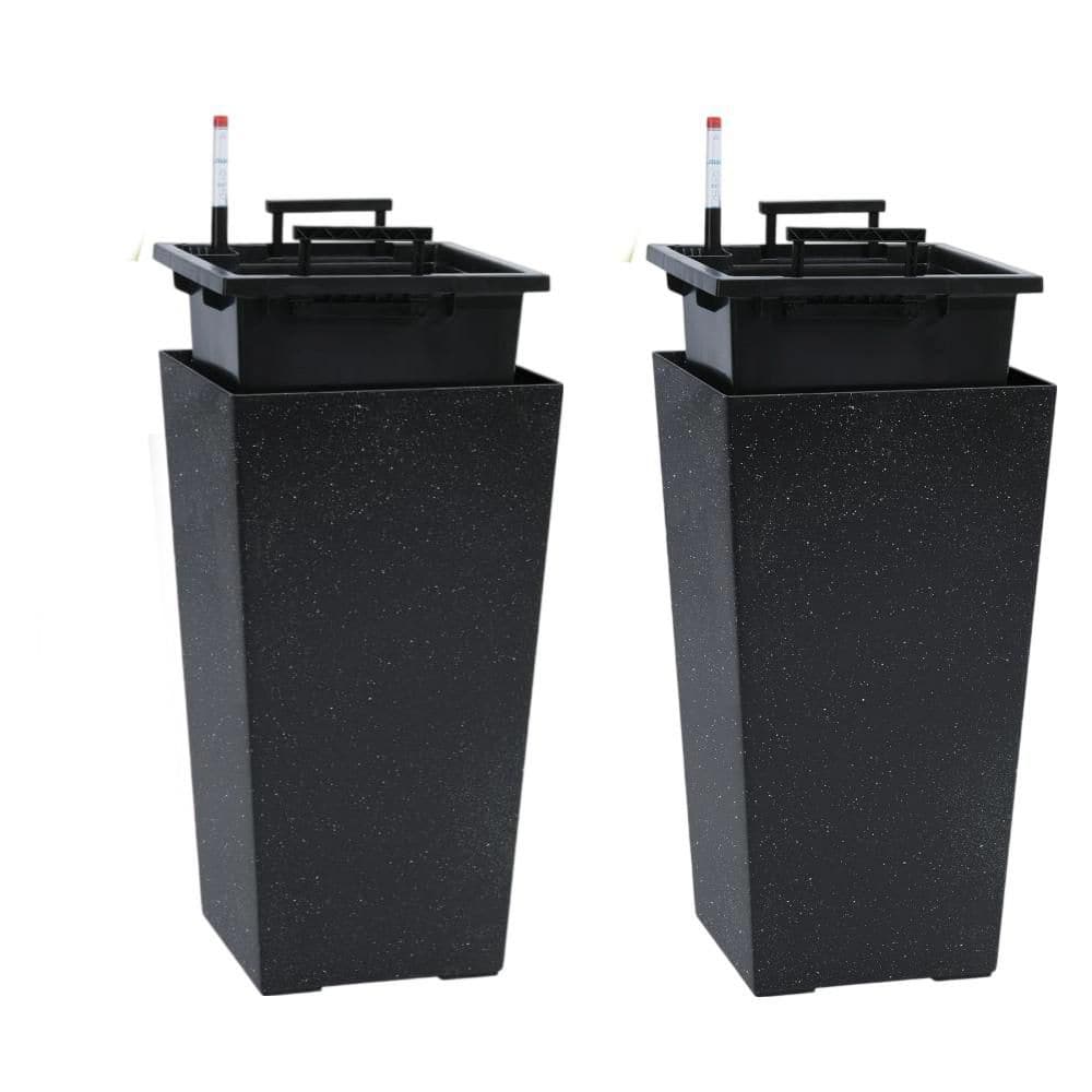 Black and White Dots Plastic Planter with Drainage Holes Water Level Monitor Inner Bucket,Automatic Watering, (Set of 2) price history on PriceWatchPro
