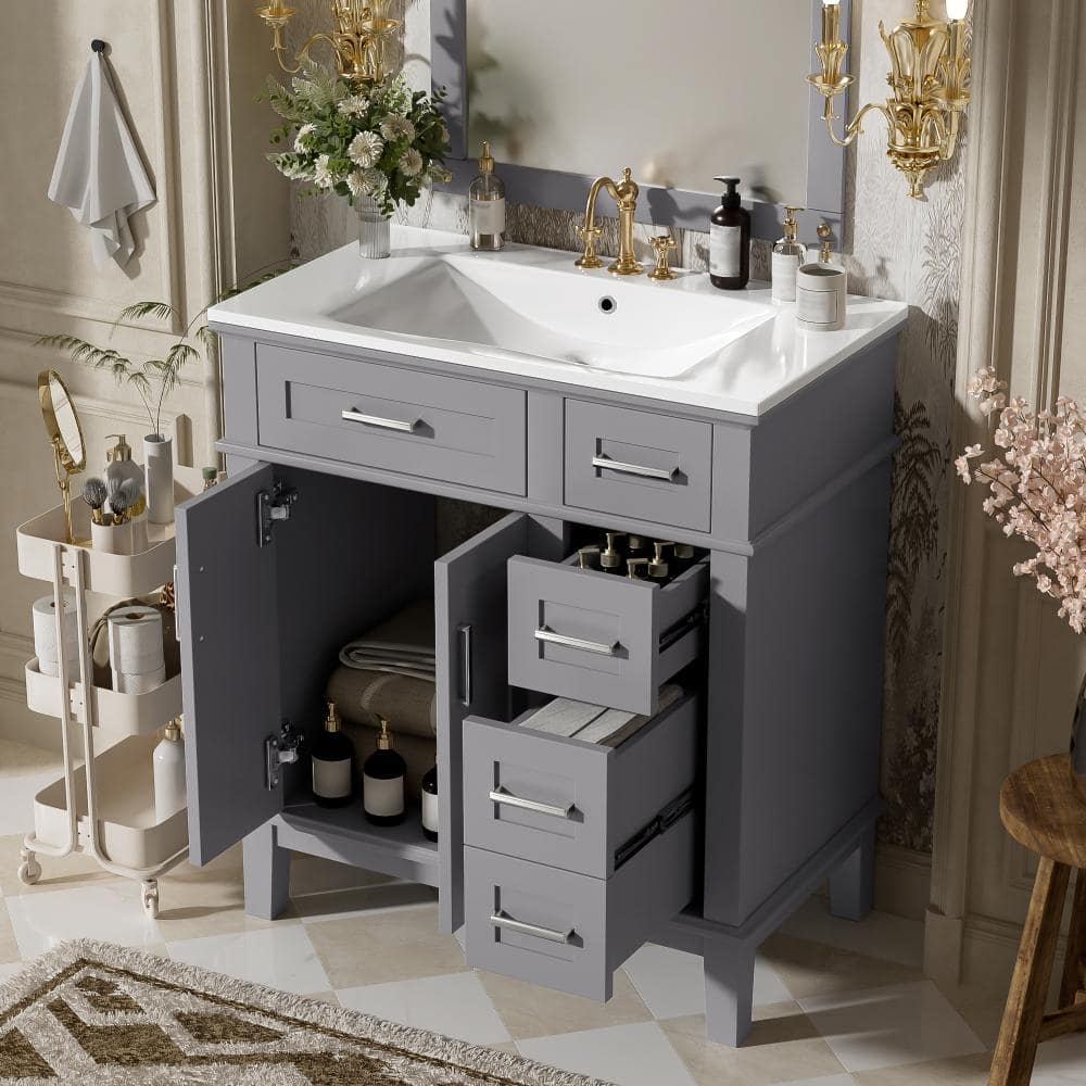"30"" Bath Vanity,Ceramic Sink,Soft Close Doors,Deep & Standard Storage Drawers" price history on PriceWatchPro