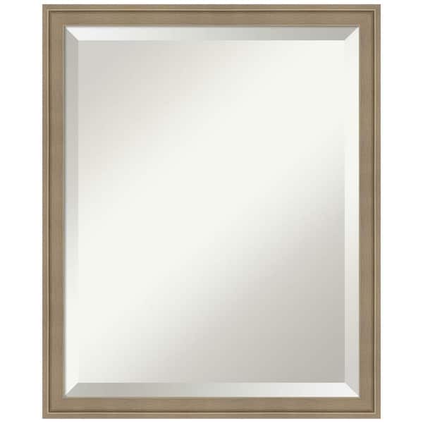 Amanti Art Florence Light Brown 17.75 in. x 21.75 in. Beveled Casual Rectangle Framed Wall Mirror in Brown