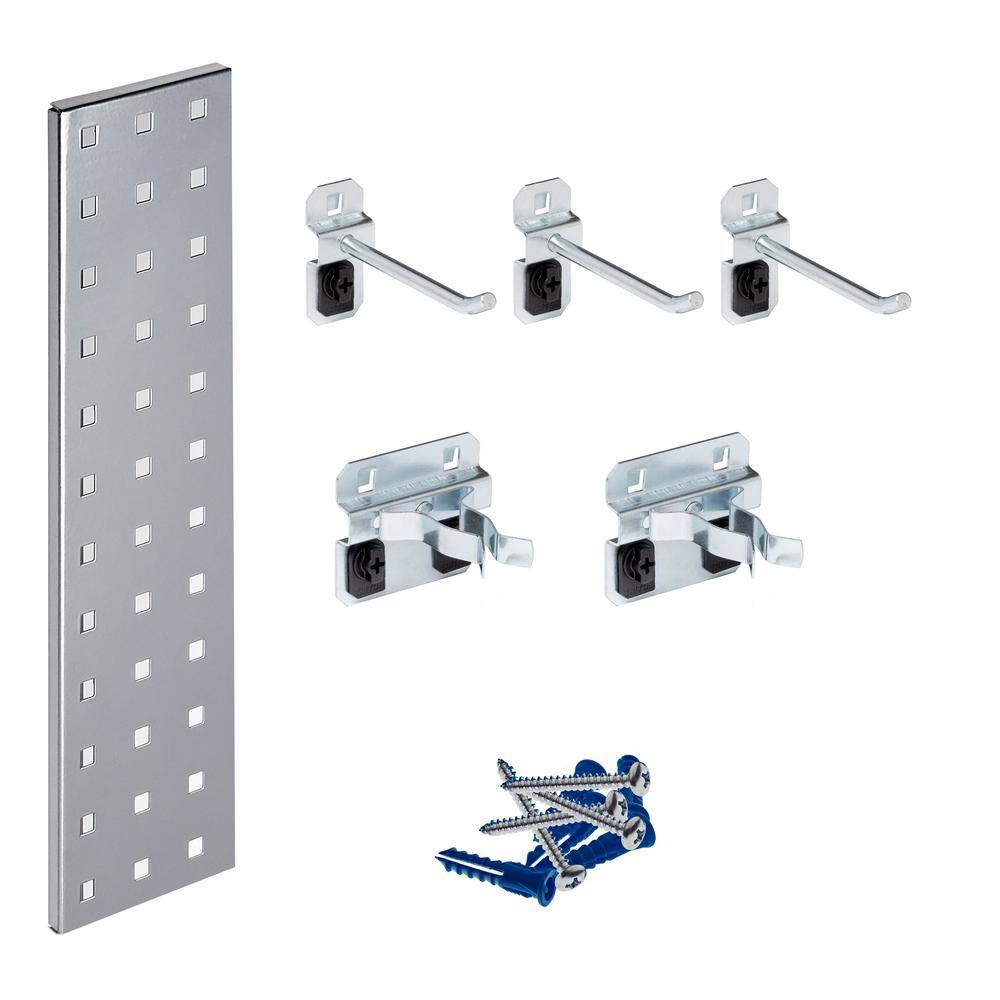 Silver Tool Pegboard Kit with (1) 18 in. x 4.5 in. Steel Square Hole Pegboard and 5-Piece LocHook Assortment price history on PriceWatchPro