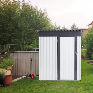 3 ft. W x 5 ft. D Grey White Metal Storage Shed with 1 Rainproof Hinge Door (15 sq. ft.)