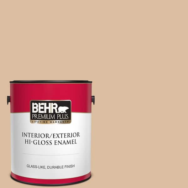 BEHR PREMIUM PLUS 1 gal. #PPU4-14 Renoir Bisque Hi-Gloss Enamel Interior/Exterior Paint