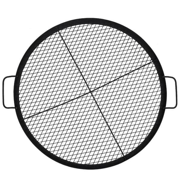 30.5 in. Round Cooking Grate for Fire Pit, Cross-Marks Campfire Grill Grate with Handle