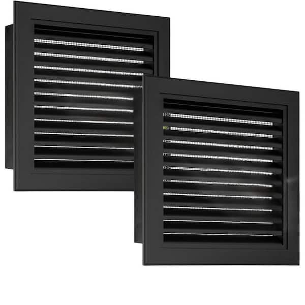 KIWDZFU 10x10 Square Black Aluminum Gable Vent Screened Design Set of 2 for Attic Shed Cooling