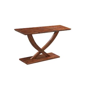 Rasmus 57 in. Chestnut Wire-Brush Finish Rectangle Acacia Wood Top Console Table