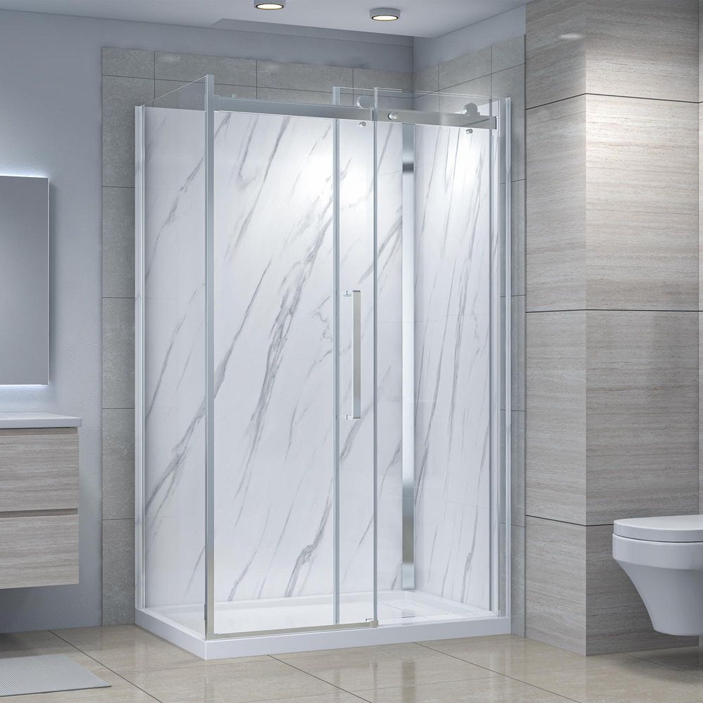Bristol 48" x 32" Chrome Framed Rectangular Shower Kit