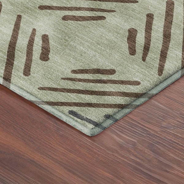 Mayfield Premium Machine Washable Abstract AMF2413 Celery 10 ft. x 14 ft. Area Rug