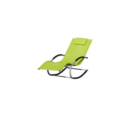 jilio Black Metal Frame U-Shape Outdoor Rocking Chair in Green