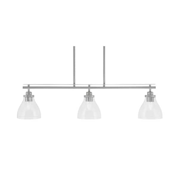 Unbranded Monroe 3-Light Brushed Nickel, Billiard Light, Any room with 6.25 in. Clear Bubble Glass Shades no bulbs included