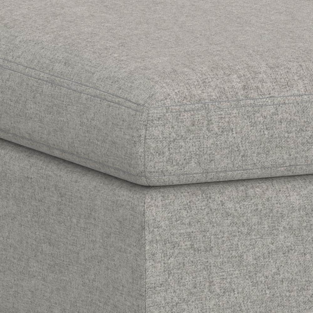 Cloud Gray Upholstered Storage Ottoman with Solid Wood Legs
