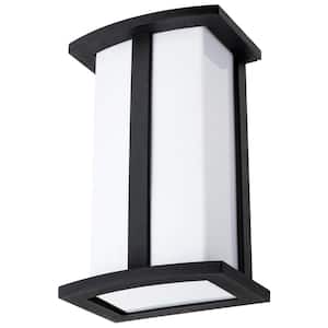 6.5 in. Black Modern Square E26 Base Indoor LED Sconce with White Polycarbonate Shade