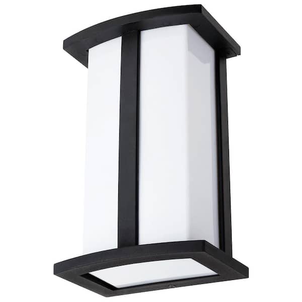 Sunlite 6.5 in. 1-Light Black Modern Square E26 Base Indoor Wall Light Sconce with White Polycarbonate Shade