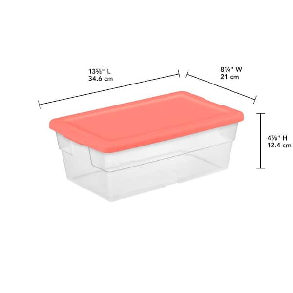 Sterilite Plastic 6 Qt. Storage Box Blush Pink Set of 40 