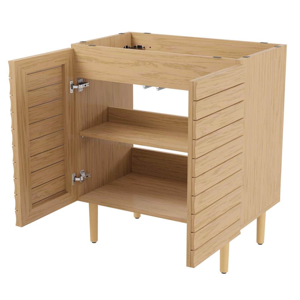 Aubert 30" Oak Slat Modern Farmhouse Bath Vanity Cabinet