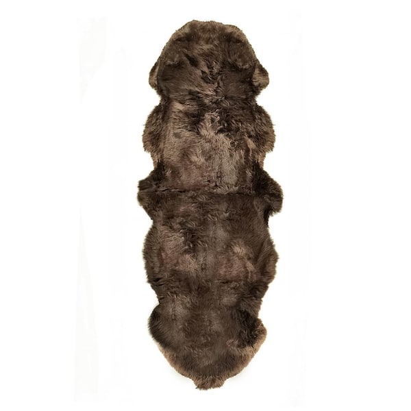 natural New Zealand Chocolate 2 ft. x 6 ft. Double Sheepskin Area Rug