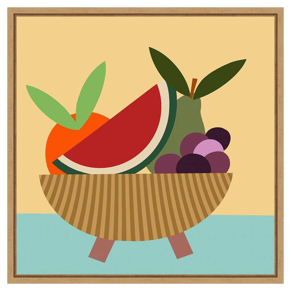 Modern Abstract Fruit Bowl Canvas Print with Maple Frame