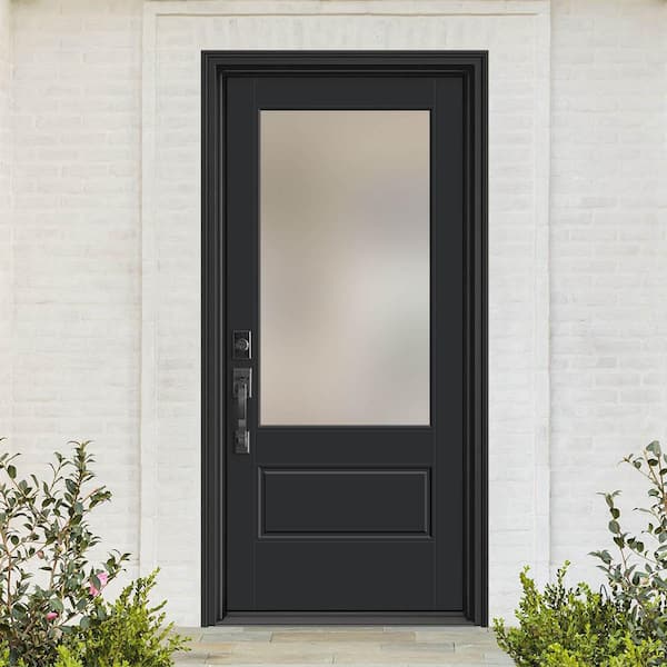 Performance Door System 36 in. x 80 in. VG 3/4-Lite Right-Hand Inswing Pearl Black Smooth Fiberglass Prehung Front Door