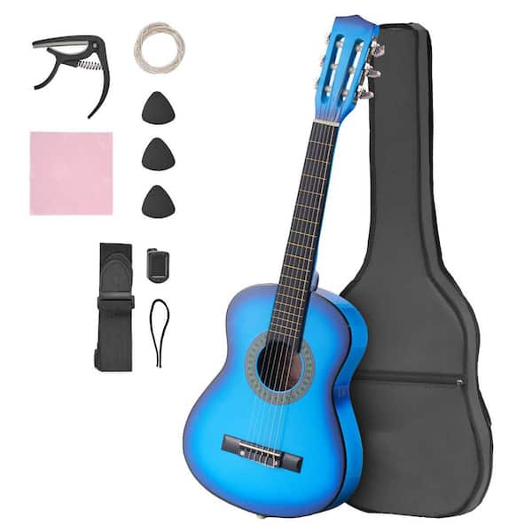 Classical Guitar, 30 in. Wood Classical Guitar Starter Kit for Beginners, with Nylon Strings, Gig Bag, Strap, Blue