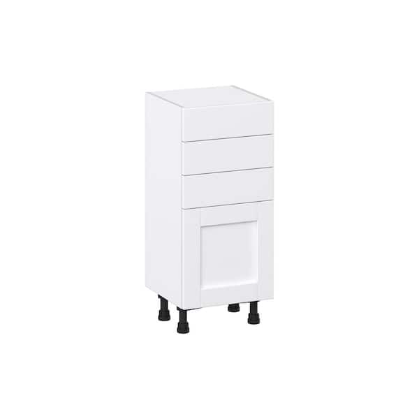 J COLLECTION Milton 15 in. W x 14 in. D x 34.5 in. H Assembled Shaker Base Kitchen Cabinet in Bright White with 3 Drawers