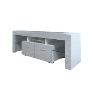 51.1 in. White TV Stand with 2 Drawers Fits TV's up to 60 in.