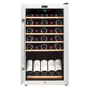 34-Bottle Freestanding Stainless Steel Wine Refrigerator with Display Shelf and Digital Control