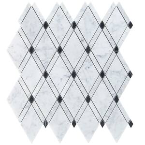 Grand Pavo Carrera Blend 11 in. x 12 in. x 10 mm Polished Marble Mosaic Tile