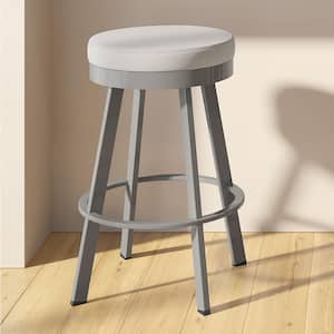 Swice 30.25 in. Light Grey Polyester/Metallic Grey Metal Bar Stool