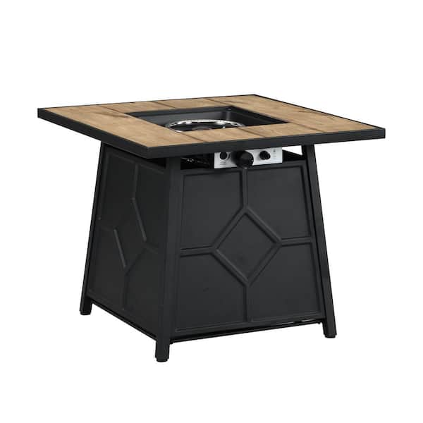 Clihome 30 in. 40000 BTU Brown Square Outdoor Gas Fire Pit