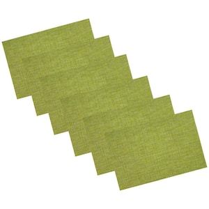 EveryTable 18 in. x 12 in. Pear Green Jacquard PVC Placemat (Set of 6)