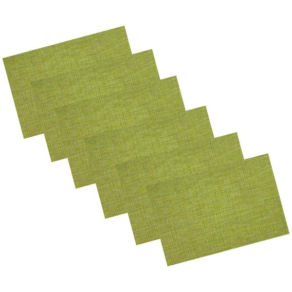 Kraftware EveryTable 18 in. x 12 in. Pear Green Jacquard PVC Placemat (Set of 6)