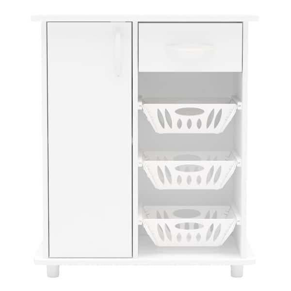 Unbranded Morris White Compact Cabinet with 3-Baskets