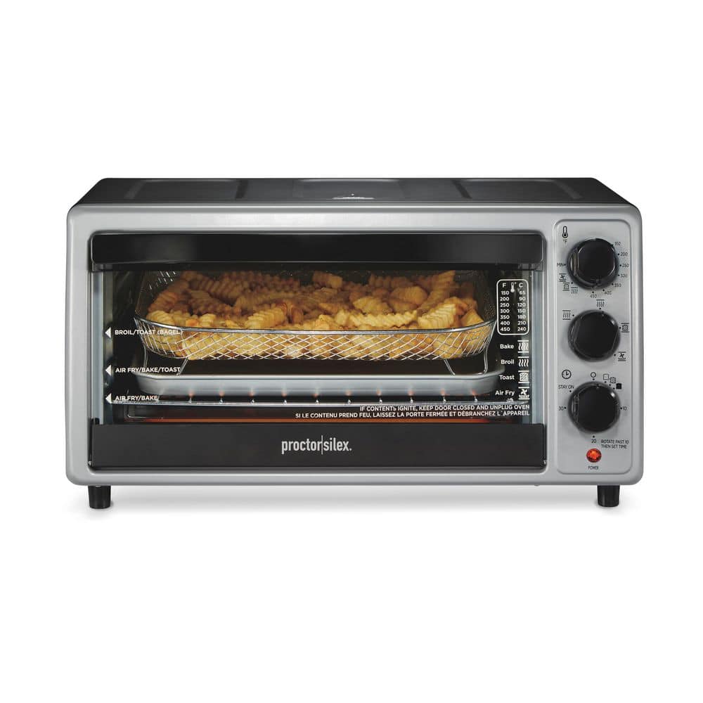 Black 6-Slice Air Fryer Toaster Oven with Broiler