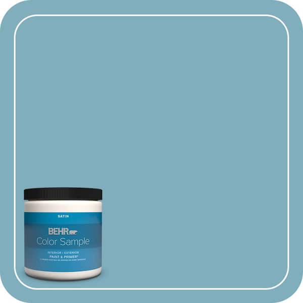 BEHR PREMIUM PLUS 8 oz. #PMD-83 Porcelain Blue Satin Enamel Interior/Exterior Paint & Primer Color Sample