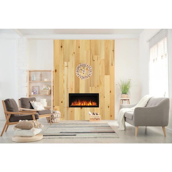 Timberchic 1/8 in. x 3 in. x 12-42 in. Pine Peel and Stick Blonde Wooden Decorative Wall Paneling (20 sq. ft./Box)