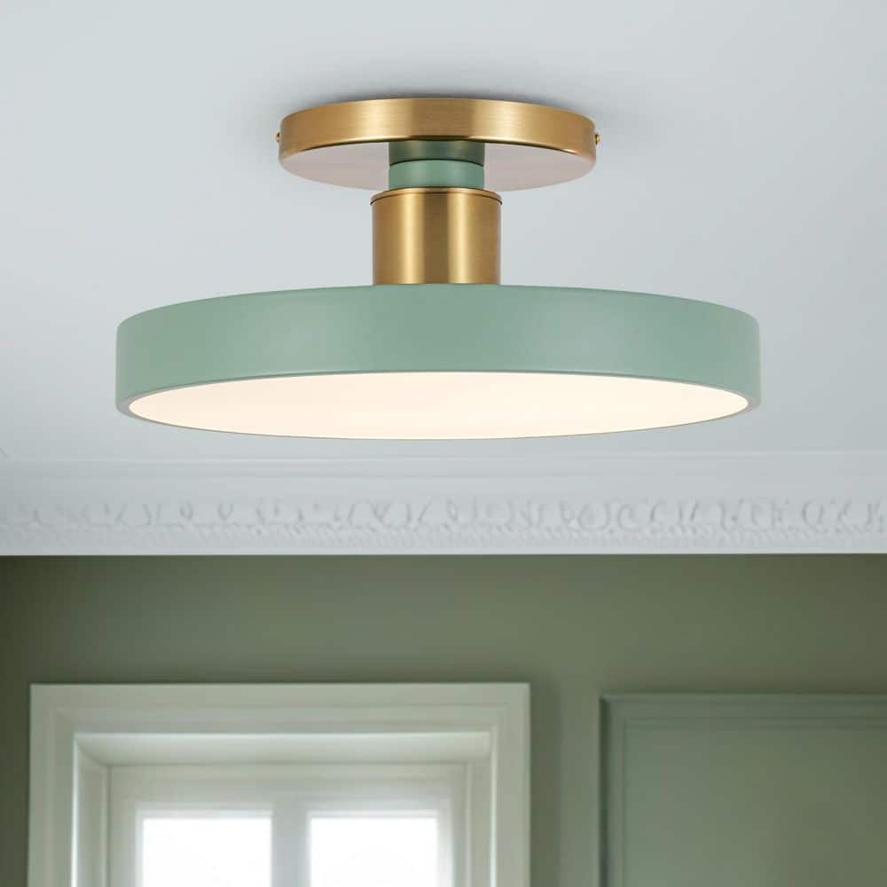 Lumin 1-Light 15.7 in.W Green and Gold Integrated LED Semi-Flush Mount Light with Selectable CCT for Bedroom Kitchen price history on PriceWatchPro