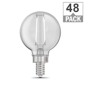 60-Watt Equivalent G16.5 Globe Dimmable White Filament CEC Clear E12 Candelabra LED Light Bulb Soft White 2700K(48-Pack)