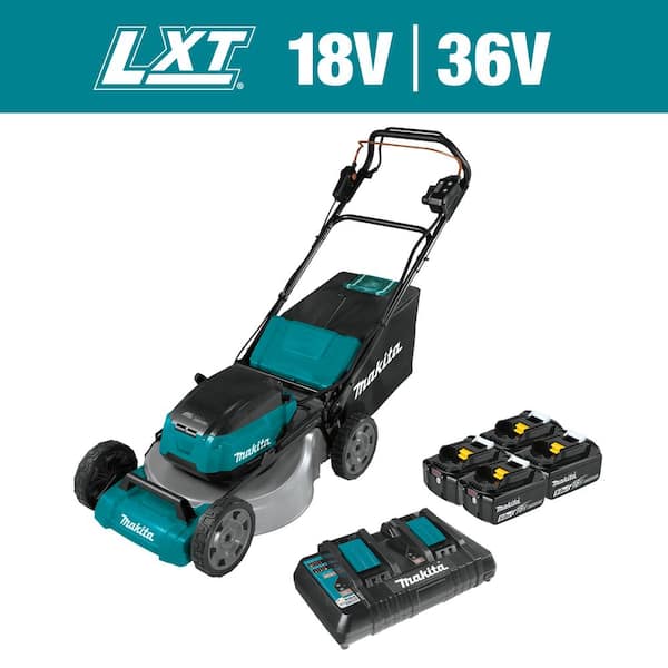 Makita 21 in. 18V X2 (36V) LXT Lithium-Ion Cordless Walk Behind Self Propelled Lawn Mower Kit with 4 Batteries (5.0 Ah)