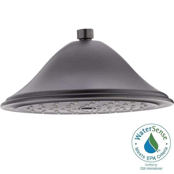 1-Spray 9.4 in. Single Wall Mount Fixed Rain Shower Head in Champagne Bronze 1-Spray 9.4 in. Single Wall Mount Fixed Rain Shower Head in Champagne Bronze
