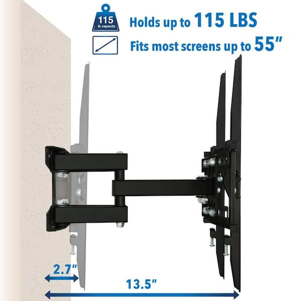 Husky Mounts Heavy Duty Full Motion TV Wall Mount Fits Most 32 – 55 Inch  LED LCD Flat Screen and Other with 400x400 400x200 300x300 300x200 200x200,  200x150 pattern, Loads 99 lb